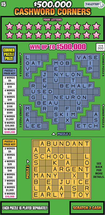 $500,000 CASHWORD CORNERS