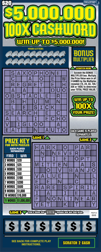 $5,000,000 100X CASHWORD